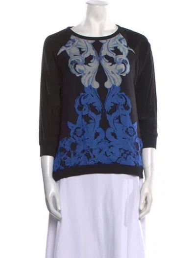 Pre-owned Tibi Silk Floral Print Sweatshirt In Black