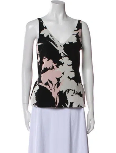 Pre-owned Tibi Silk Floral Print Top In Black