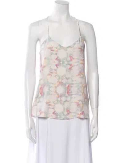 Pre-owned Tibi Silk Floral Print Top In Neutral