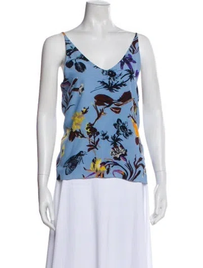 Pre-owned Tibi Silk Floral Print Top In Red