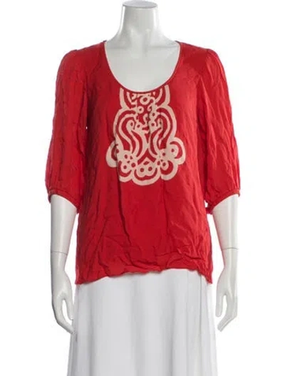 Pre-owned Tibi Silk Graphic Print Blouse In Orange