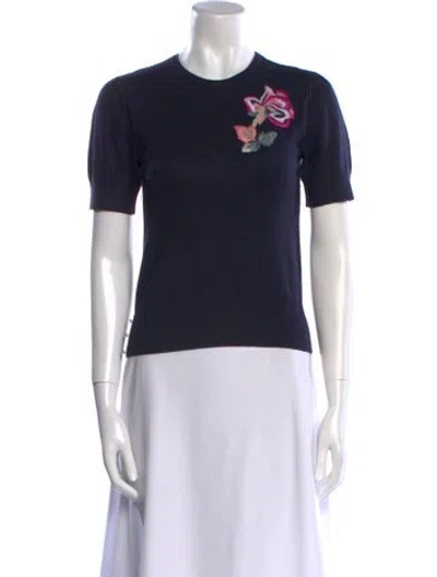 Pre-owned Tibi Silk Graphic Print Sweater In Blue