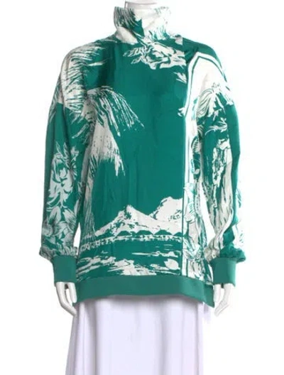 Pre-owned Tibi Silk Graphic Print Sweatshirt In Green