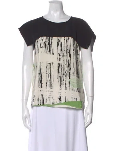 Pre-owned Tibi Silk Graphic Print T-shirt In Neutral
