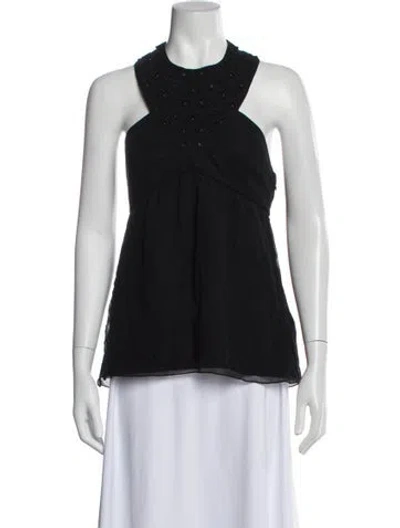 Pre-owned Tibi Silk Halterneck Blouse In Black