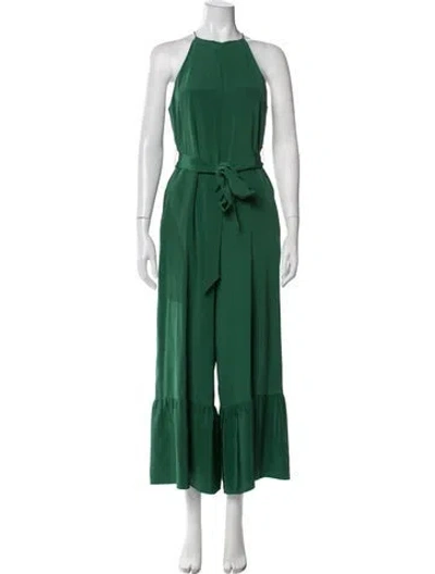 Pre-owned Tibi Silk Halterneck Jumpsuit W/ Tags In Green