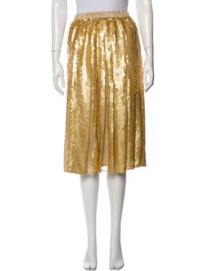 Pre-owned Tibi Silk Knee-length Skirt In Gold