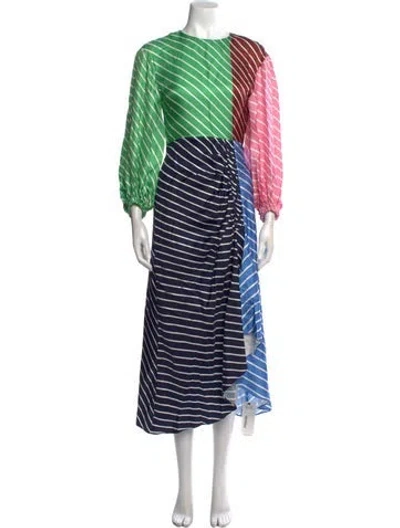 Pre-owned Tibi Silk Long Dress In Blue