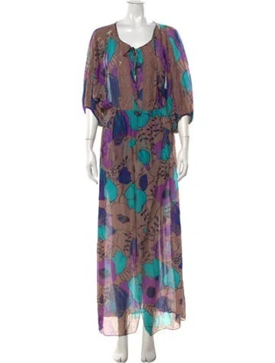 Pre-owned Tibi Silk Long Dress In Brown