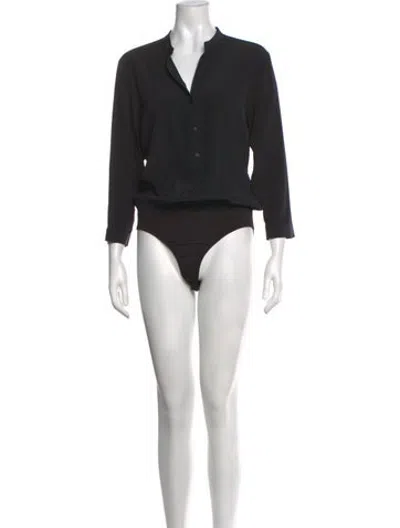 Pre-owned Tibi Silk Long Sleeve Bodysuit In Black