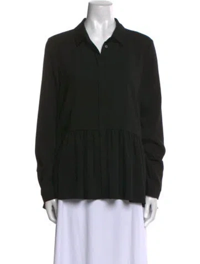 Pre-owned Tibi Silk Long Sleeve Button-up Top In Black