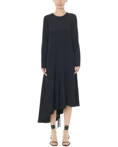 Tibi Silk Midi Dress In Black