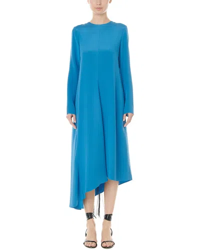 Tibi Silk Midi Dress In Blue
