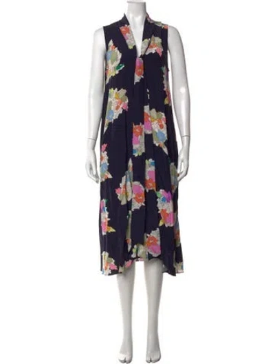 Pre-owned Tibi Silk Midi Length Dress In Blue