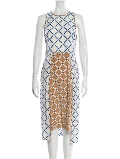Pre-owned Tibi Silk Midi Length Dress W/ Tags In Neutrals/white