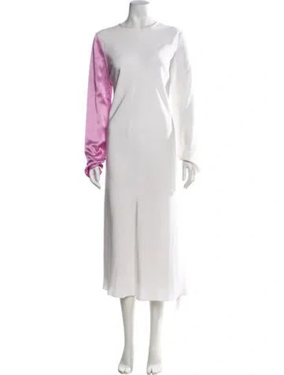 Pre-owned Tibi Silk Midi Length Dress In White