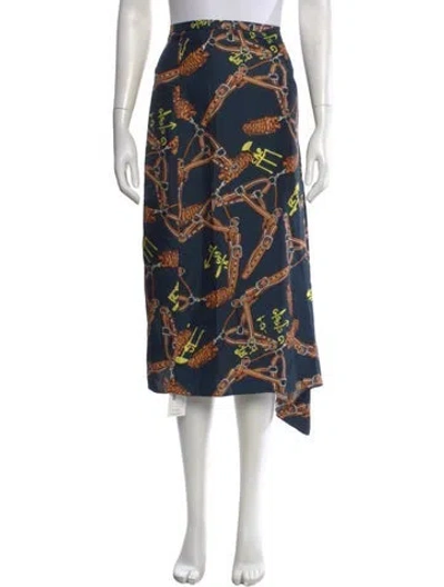 Pre-owned Tibi Silk Midi Length Skirt In Blue