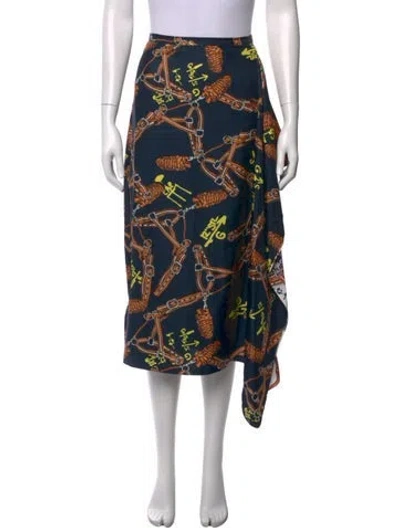 Pre-owned Tibi Silk Midi Length Skirt In Blue