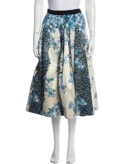 Pre-owned Tibi Silk Midi Length Skirt In Blue/white