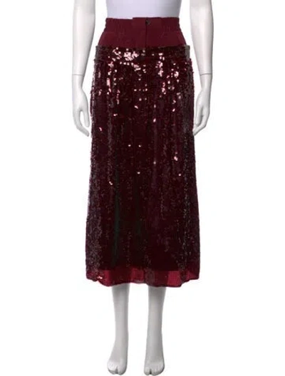 Pre-owned Tibi Silk Midi Length Skirt In Burgundy