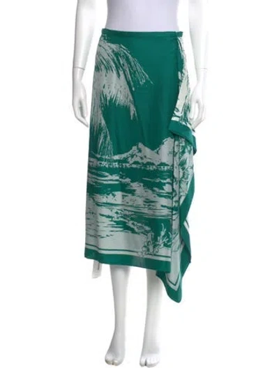 Pre-owned Tibi Silk Midi Length Skirt W/ Tags In Green