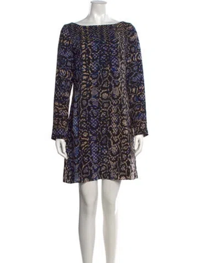 Pre-owned Tibi Silk Mini Dress In Black/blue