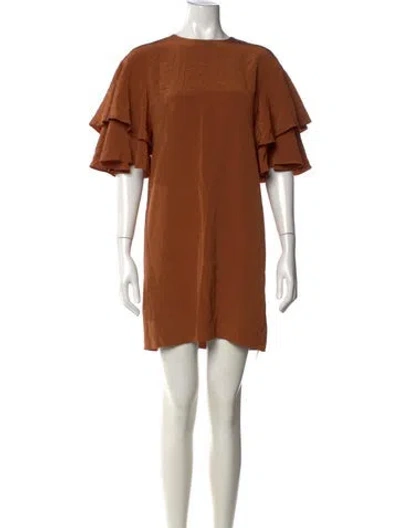 Pre-owned Tibi Silk Mini Dress In Brown