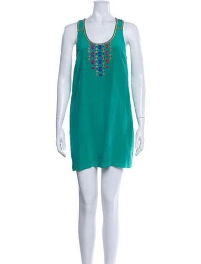 Pre-owned Tibi Silk Mini Dress In Green