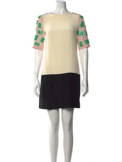 Pre-owned Tibi Silk Mini Dress In Neutral