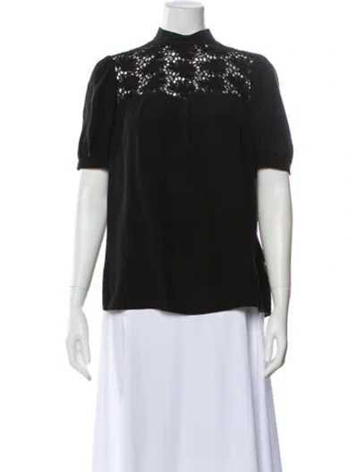 Pre-owned Tibi Silk Mock Neck Blouse In Gray