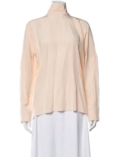 Pre-owned Tibi Silk Mock Neck Blouse In Neutral