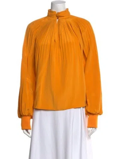 Pre-owned Tibi Silk Mock Neck Blouse In Yellow