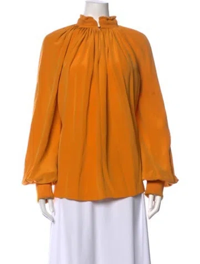 Pre-owned Tibi Silk Mock Neck Blouse In Yellow