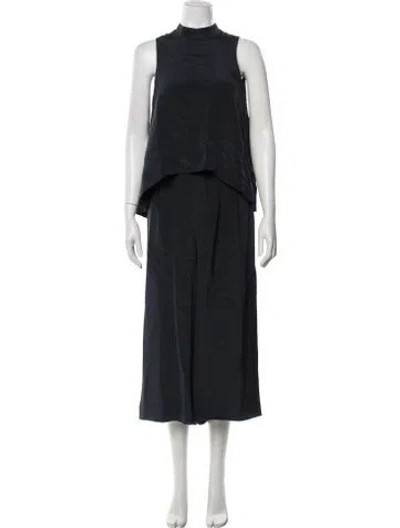 Pre-owned Tibi Silk Mock Neck Jumpsuit W/ Tags In Blue