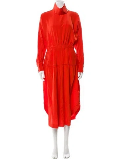 Pre-owned Tibi Silk Mock Neck Jumpsuit W/ Tags In Red