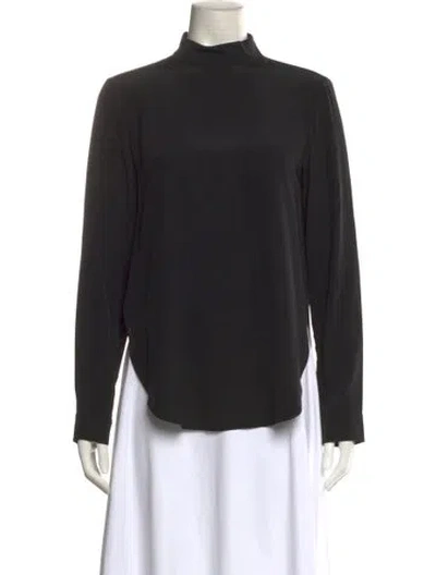 Pre-owned Tibi Silk Mock Neck Sweatshirt In Black