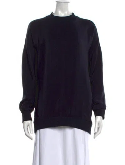 Pre-owned Tibi Silk Mock Neck Sweatshirt In Black