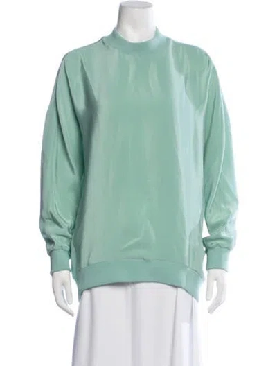 Pre-owned Tibi Silk Mock Neck Sweatshirt In Green
