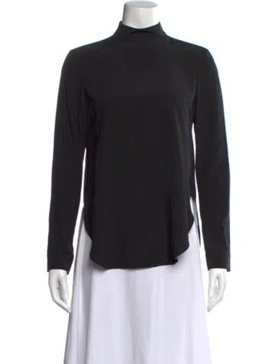 Pre-owned Tibi Silk Mock Neck Top In Black
