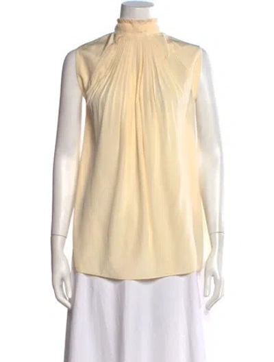 Pre-owned Tibi Silk Mock Neck Top In Neutral