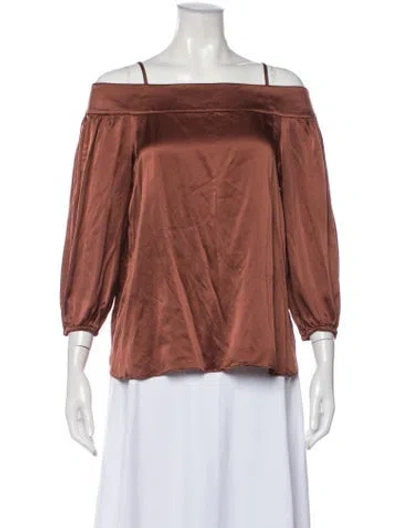 Pre-owned Tibi Silk Off-the-shoulder Blouse In Brown