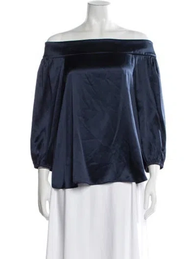 Pre-owned Tibi Silk Off-the-shoulder Top In Blue