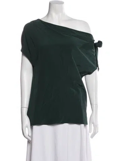 Pre-owned Tibi Silk Off-the-shoulder Top In Blue