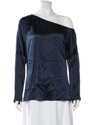 Pre-owned Tibi Silk Off-the-shoulder Top In Blue