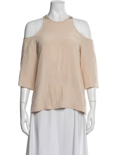 Pre-owned Tibi Silk Off-the-shoulder Top In Neutral