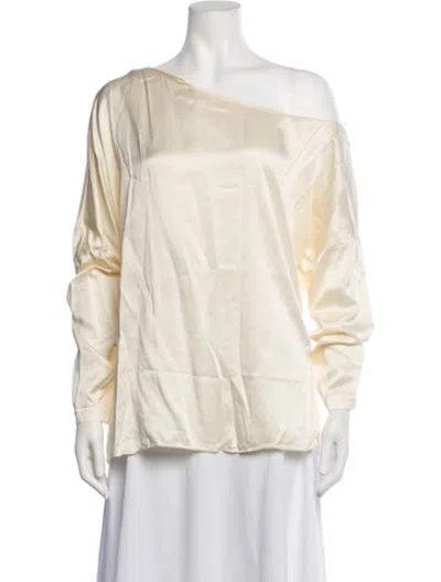 Pre-owned Tibi Silk One-shoulder Blouse In Neutrals