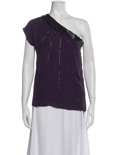Pre-owned Tibi Silk One-shoulder Blouse In Purple