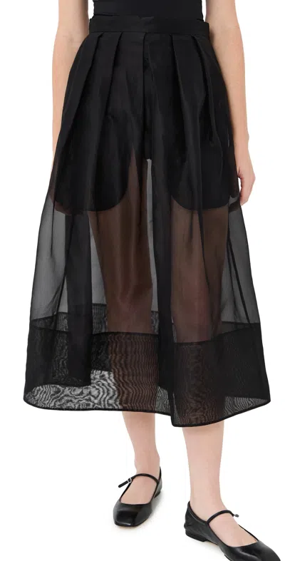 Tibi Silk Organza Full Skirt Black