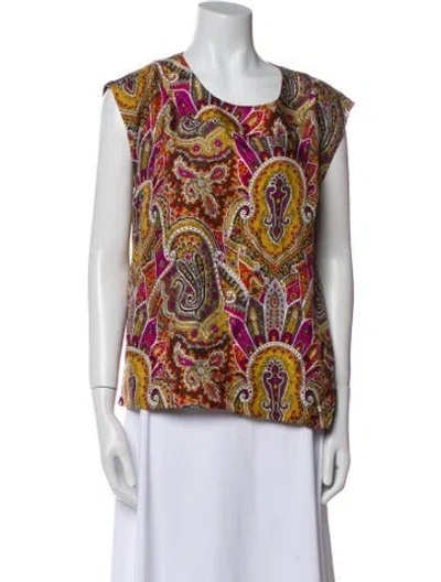 Pre-owned Tibi Silk Paisley Print Blouse In Blue