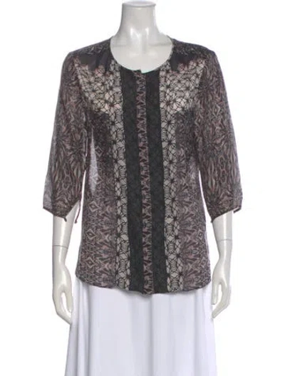 Pre-owned Tibi Silk Patterned Blouse In Pink